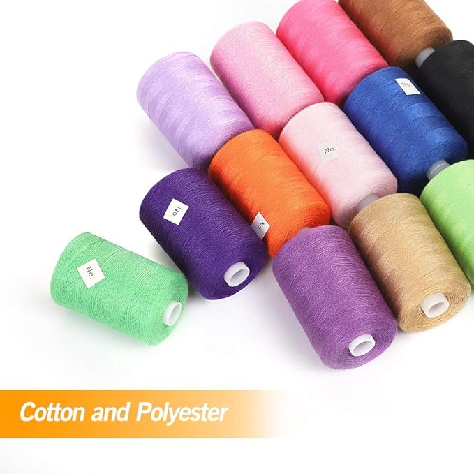 NEX 24 Pcs Sewing Thread Kit, 1000 Yards Each Spool Thread, 24 Colors Assortment Polyester Thread for Sewing Machine, Hand Stitching & Quilting