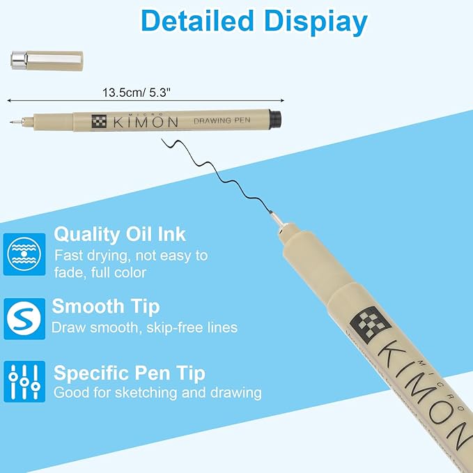 PATIKIL Micro Pen Fineliner Pens, 8Pcs 0.3mm Fine Point Drawing Pens Waterproof for Archival Artist Calligraphy Illustration Journaling Sketch, Black