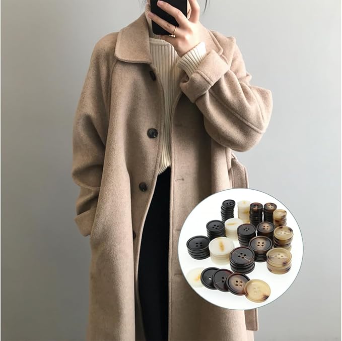 110Pcs Mixed Sewing Buttons, 4-Hole Round Bulk Resin Blazer Buttons for Sewing, Craft, Suit, Coats, Clothing, 5 Color 3 Size(15mm,20mm,25mm) Brown and White YIGUANXIN