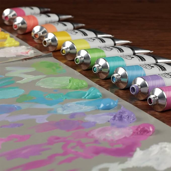 Tusc & Pine Artist Oil Paint - Warm Luminous Set of 5 Assorted Colors, 40 ml each, Non-Yellowing, Rich & Creamy Consistency, Maximum Pigment Load, Small Batch Milled Oil Paints Made in the USA