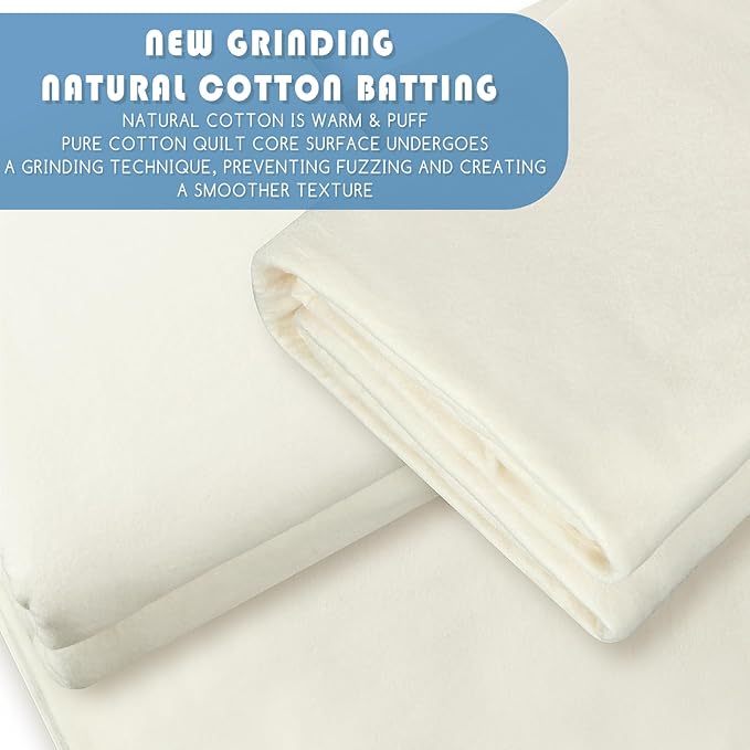 Peryiter 2 Pcs Quilt Batting King Size 120 x 120 Inch Cotton Poly Filling Fabric Warm Medium Weight Batting Roll for Upholstery Stuffing Blankets and Quilting, Sewing, Craft Supplies