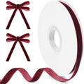 Wine Red Velvet Ribbon, 3/8 inch 10 Yards Vintage Velvet Ribbons Perfect for Christmas Tree Ornaments, Gift Wrapping, Wedding Decoration, Bows, Sewing, Crafts, Wreath and More
