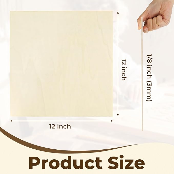 24 Pack Basswood Sheets 12"x12"x1/8", 3mm Basswood for Laser Cutting, Wood for Laser Cutting and Engraving, Laser Engraver Blanks, DIY Architectural Models Making, Wood Engraving