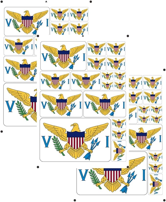 vmcoatdu Virgin Islands Flag Laser Printing Sticker 3 Pcs Decal in Multiple Sizes Stickers (White Virgin Islands)