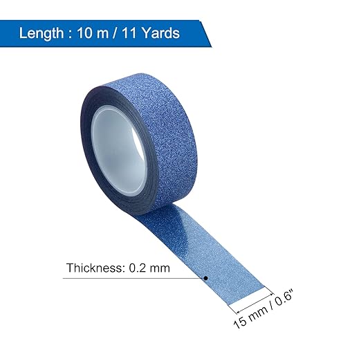 MECCANIXITY 4 Pcs 0.6 Inch x 11 Yards Glitter Washi Tape Dark Blue Crafting Tape Glitter Masking Tape Decorative Tape Self Adhesive Stick for Festival Decoration Scrapbooking,Planner,DIY
