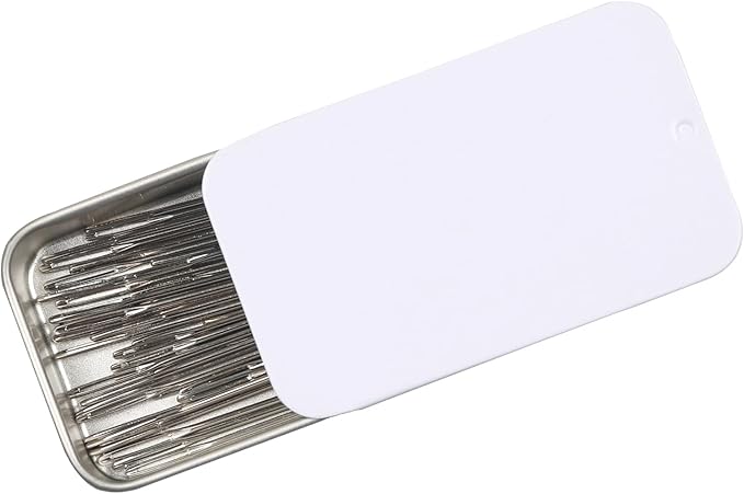 40/80PCS Large Eye Sewing Needles - 8 Sizes, Embroidery, Leather & Yarn Needles with Threaders & Stitch Markers (White 80pcs)