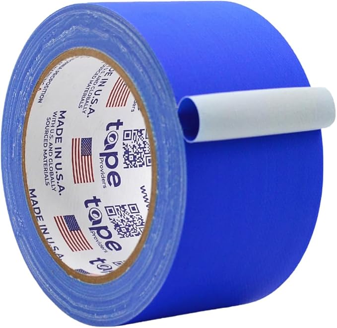 WOD GTC12 Gaffer Tape, Dark Blue Low Gloss Finish Film, 2.5 inch x 60 ft. Residue Free, Non Reflective Cloth Fabric, Secure Cords, Water Resistant, Photography, Filming Backdrop, Production