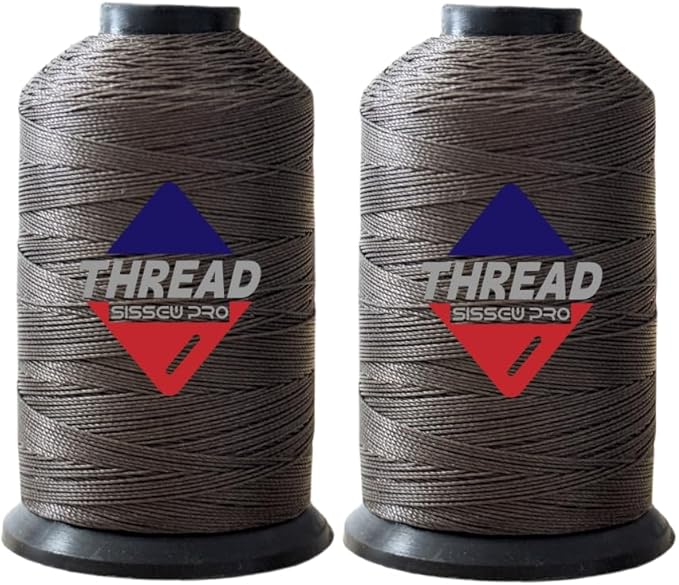 Sissewpro 1oz 375 yds Each 2 Pack Tex70 Bonded Nylon Thread 69 Upholstery Thread Heavy Duty Threads for Leather Sewing Machine, Beading, Hair Weaving, Denim, Canvas,Webbings 2oz Total（2, Coffee ）