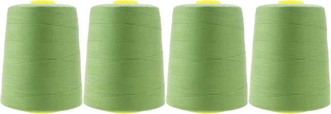 Mandala Crafts 4 Pack of Serger Threads Cones Spools - 20S/2 24000 Yards Polyester Sage Green Threads for Sergers Machine and Overlock Quilting Sewing Machine
