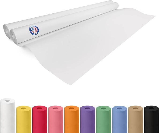 White Paper Rolls 48" x 1200" (100 feet), Pack of 2 - USA-Made Kraft Paper 50lb Thickness - 100% Recyclable Natural Craft Wrapping Material for Packing, Shipping, Crafts/Arts by IDL Packaging