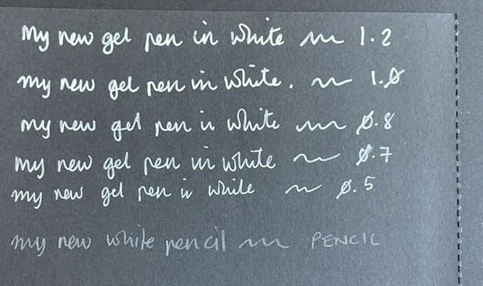 5 White Gel Pens - 5 Tip Sizes - 0.5, 0.7, 0.8, 1.0, 1.2mm for Artists - Archival White Ink for Art, Drawing, Journaling, Watercolor, Black Paper