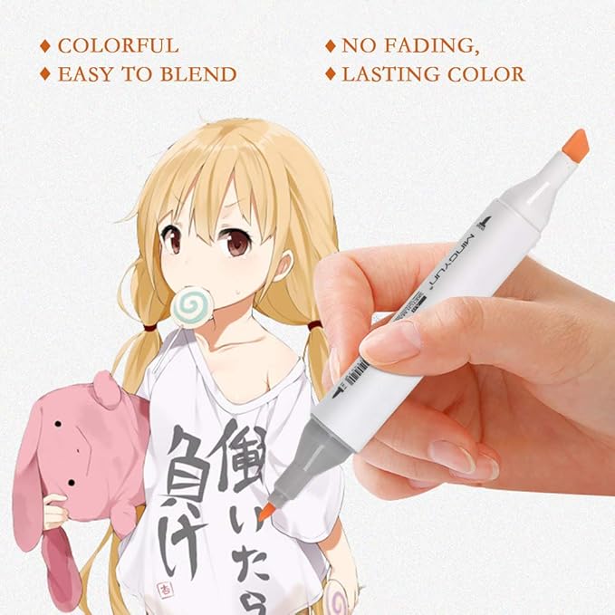 36 Colors Skin Color Markers Dual Tip Marker Pen Alcohol Based Marker with Carry Case, Permanent Sketch Manga Marker Pens for Portrait Illustration Drawing Coloring