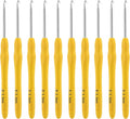 Vodiye 10PCS Crochet Hooks, Professional Extra Long 3.5mm, Ergonomic Handle, Crochet Needle for Beginners and Experienced, Yellow, Metal