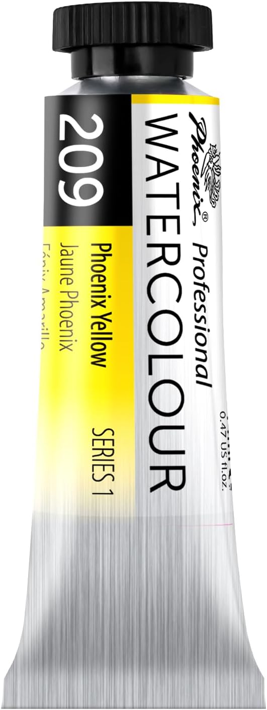 PHOENIX Professional Watercolor Paint Single Tube - 0.47 Fl Oz / 14ml - Phoenix Yellow