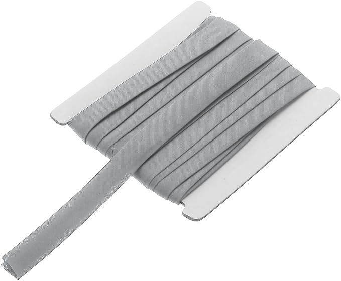 MECCANIXITY 1/2 Inch Double Fold Bias Tape Continuous Bulk Cotton Bias Tape for Sewing Seaming Quilting Hemming Binding Crafts (White Gray 12 Yards)