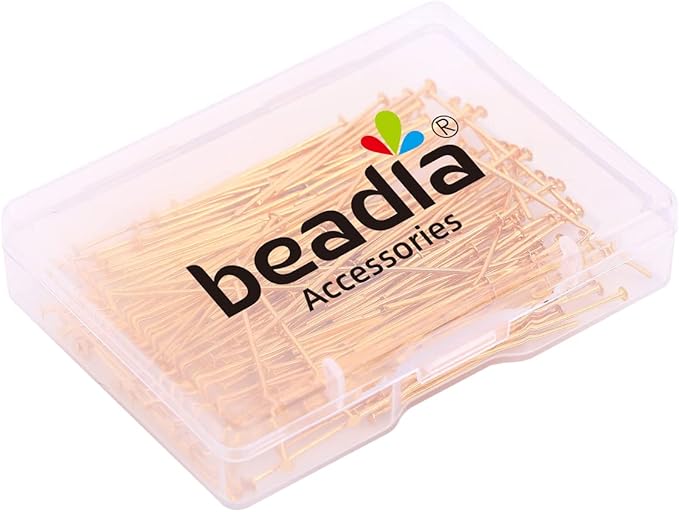 18K Gold Plated Flat Head Pins Non Tarnish 30mm 200pcs for Jewelry Making Findings