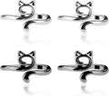 YUXIANLB 4pcs Knitting Crochet Loop Ring for Fingers Metal Open Yarn Guide Crochet Rings Adjustable Braided Faster Knitting Thimbles Holders Accessories for Crochet Mother Grandma Gifts (Cat Style)