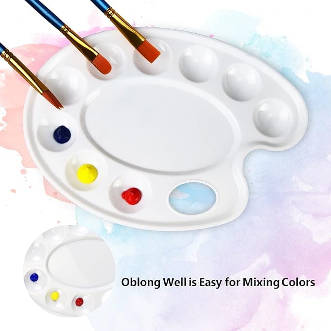 Hulameda Upgrade 4 Pack Paint Tray Palettes with Thumb Hole,Plastic Paint Pallets for Kids or Students to Craft DIY Painting or Have a Birthday Painting Party