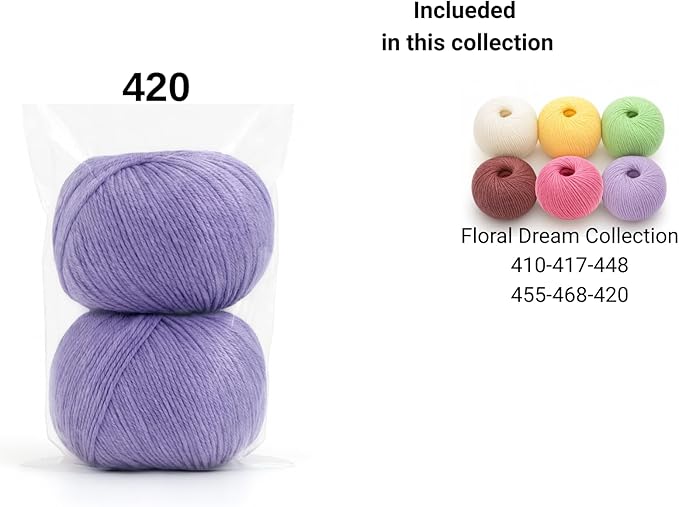 Harmony Cotton Yarn by Yarneverse – 2-Pack Soft Fine Weight (#2) 60% Cotton / 40% Acrylic (50g / 165m Each – Total 100g / 330m) (2, 420)