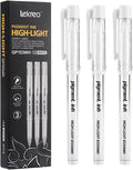 Gold Silver White Ink Gel Pens, 1mm Medium Fine Point, Opaque archival Ink Pen for Dark Paper Drawing,Sketching, Illustration, Card Making, Bullet Journaling (White Ink - 3 Packs)