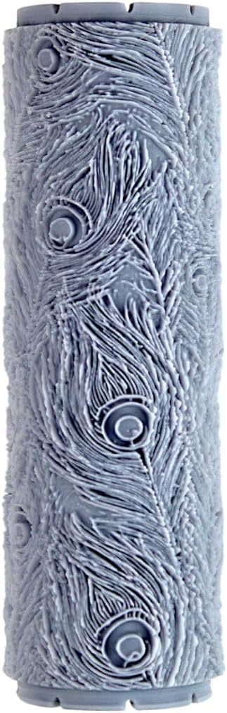 Peacock Feathers Clay Texture Roller (4") - Seamless Set #02 - Embossing Pattern Roller for Polymer & Ceramic Clay, Pottery & Crafts