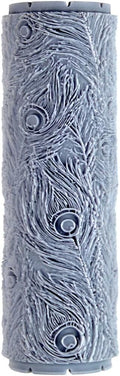 Peacock Feathers Clay Texture Roller (4") - Seamless Set #02 - Embossing Pattern Roller for Polymer & Ceramic Clay, Pottery & Crafts