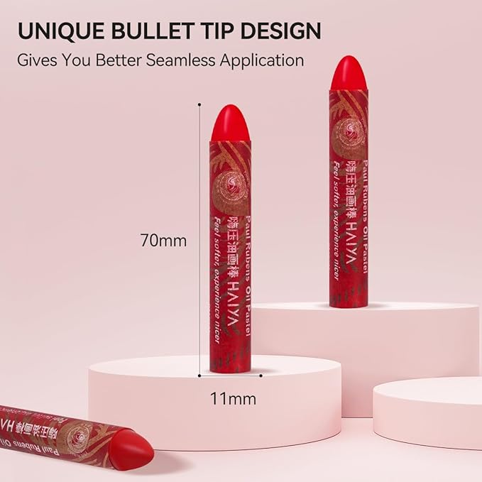 Paul Rubens Permanent Intense Red Oil Pastels (8 Pack) - Ultra-Creamy & Blendable, Bullet Tip for Precision - Premium Art Supplies for Drawing, Sketching & Painting - Ideal for Artists & Beginners