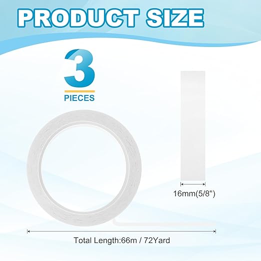 MECCANIXITY Whiteboard Tape 5/8" x 72 Yard Pinstripe Graphic Chart Line Grid Marking Tapes for Classroom Office Dry Erase Board Art, White, Pack of 3