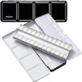 MEEDEN Empty Watercolor Paint Palette: Travel Water Color Palette Tin with 24 Half Pans - Portable Metal Palette Tin Box (Black)