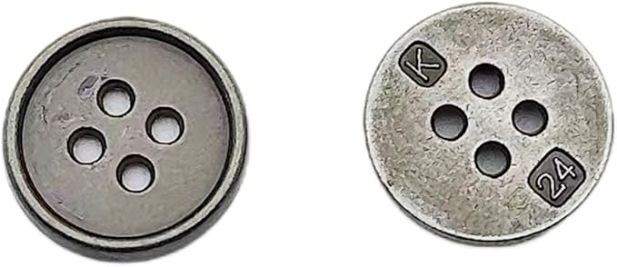 30PC Sewing Metal Buttons 4 Hole Antique Silver Round Vintage Crafts Buttons 15mm