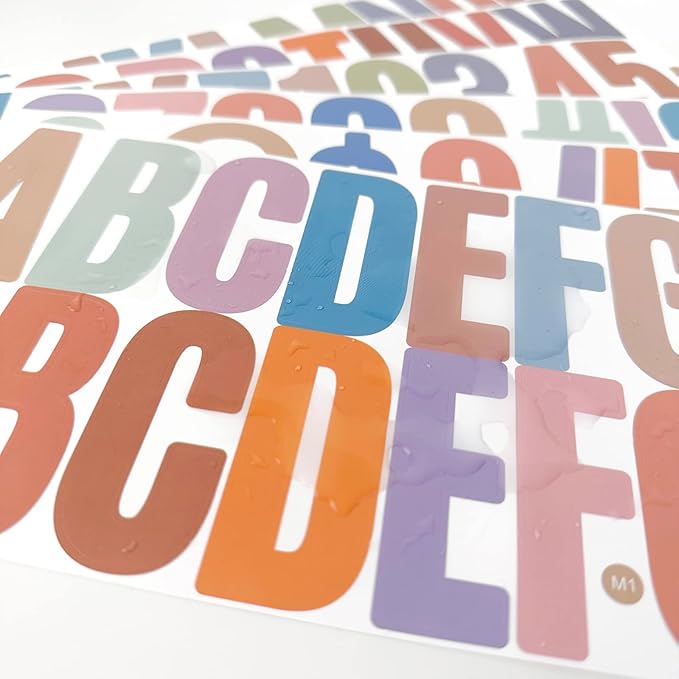 500 Pcs 30 Sheets Large Letter Stickers 2.5 Inches Boho Alphabet Number Self Adhesive Sticker for Bulletin Board, Classrooms, Mailbox, Scrapbooking, Poster board Vinyl Stick On Letters (2.5 Inch, Boho