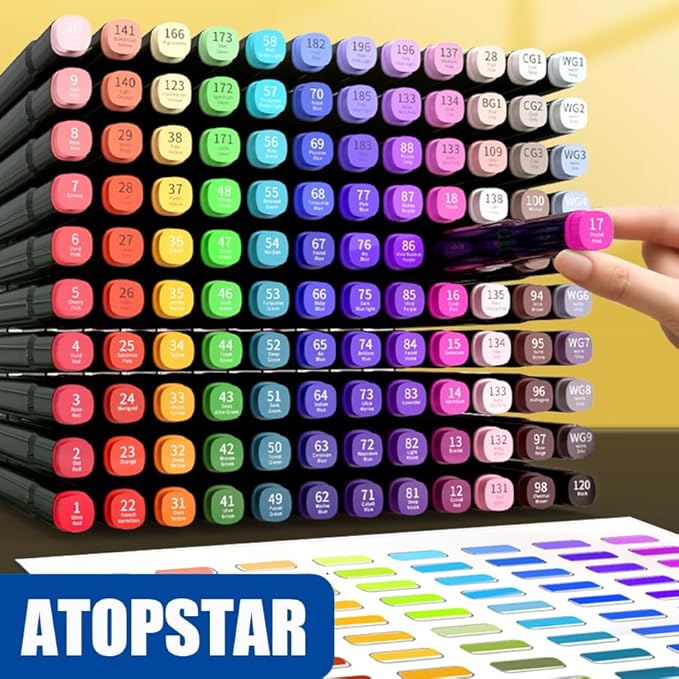262 Colors Alcohol Markers for Artist Drawing - Dual Tip Art Markers for Adult Coloring Painting Supplies (262 Black Shell)