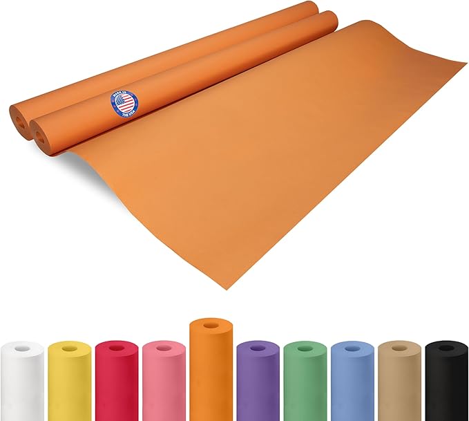 36" x 1200" (100 ft) Orange Kraft Paper Roll, Pack of 2 - USA-Made Quality Craft Paper for Gift Wrapping, Kids' Arts & Crafts, School Projects - 100% Recycled, 50 lb Natural Material by IDL Packaging