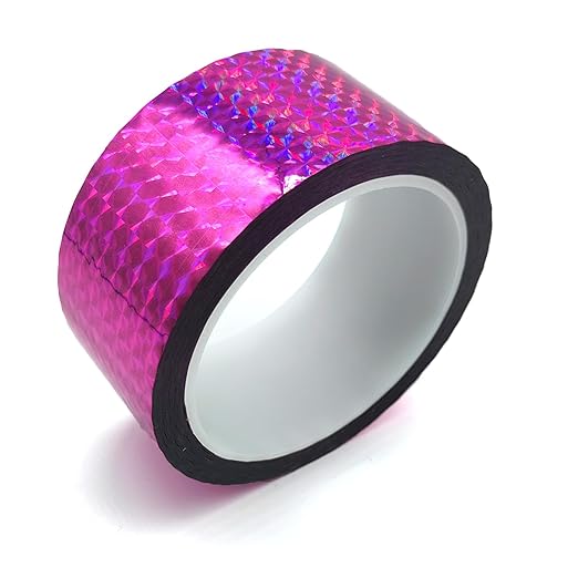 Reflective Crafting Tape, Graphic Glitter Holographic Prism Tape, for Craft Project, DIY Art, Holiday Packing, Wrapping, Keep Birds Away, 1.8 Inches by 55 Yards (Holographic-Purple)