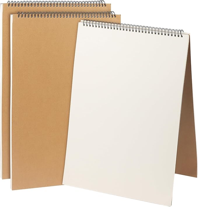 MUKCHAP 3 Pack A3 Sketchbook, 16.5 x 11.7 Inch Top Spiral Bound Sketchpad, 30 Sheets/60 Pages A3 Artist Drawing Pad for Painting Writing