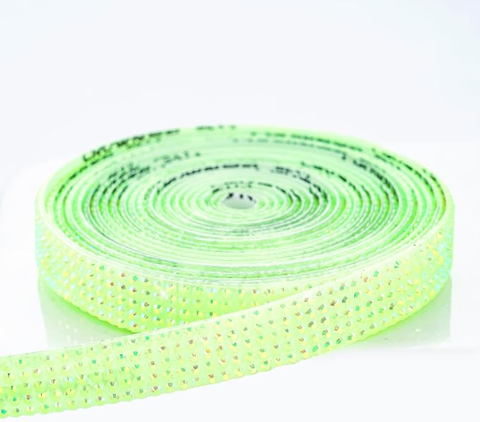 Novani Self Adhesive Rhinestone Ribbon, 0.39 Inch Wide 3 Yards 1 Roll, Light Green AB Diamond Bling Strips for DIY Crafts, Glitter Resin Rhinestones Tape for Crafting, Car Decoration