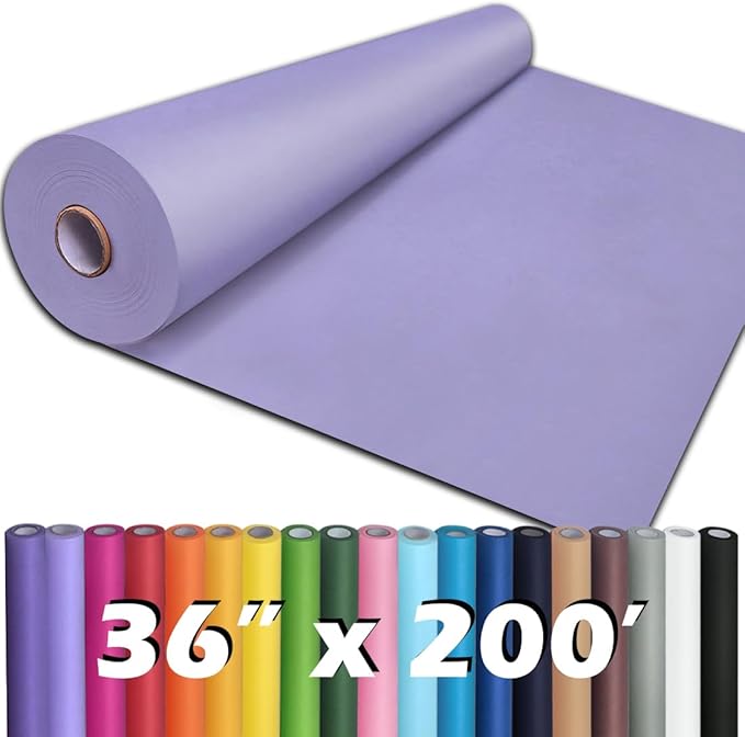 PerkHomy 36" x 2,400" (200') Light Purple Kraft Paper Roll for Craft Bulletin Board Paper Art Table Covering Crafting Gift Wrapping Bouquet Packing Parcel 80GSM 55LB (Light Purple, 36" x 200')
