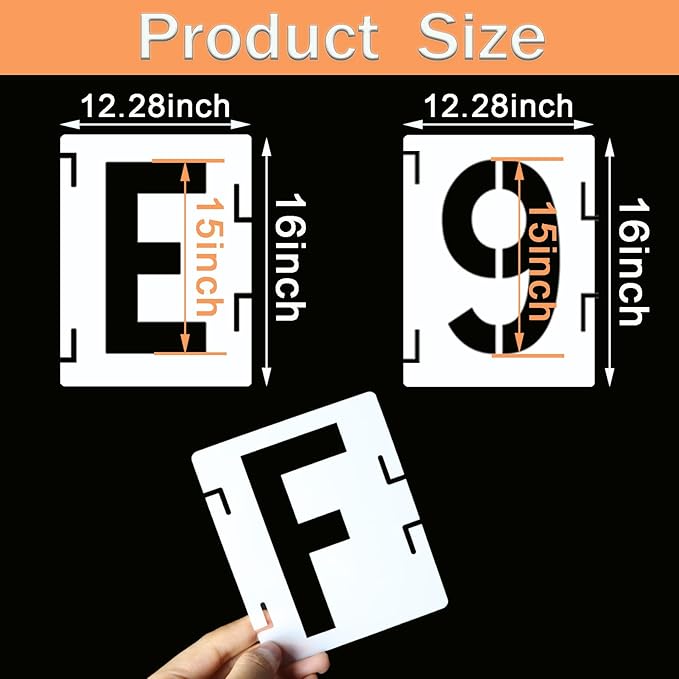 YEAJON 15 Inch Letter Stencils Symbol Numbers Craft Stencils, 42 Pcs Reusable Alphabet Templates Interlocking Stencil Kit for Painting on Wood, Wall, Rock, Sign, DIY Art Projects (15 inch)