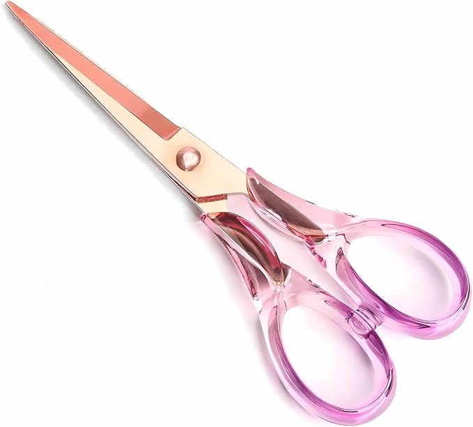 6.3“ Small All-purpose Scissors, Stainless Steel Blade with Purple Acrylic Handle, Craft-Shears for Kids & Adult, Perfect for School, Home, Office Desk, Tijeras