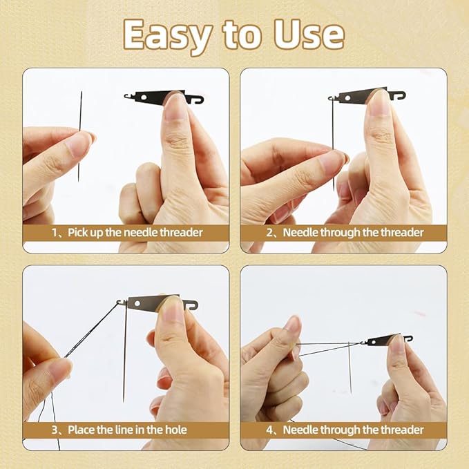 34PCS Big Eye Steel Sewing Needles Kit, 5 Size Stainless Steel Needle Sewing Set with Threader, Thimble, Case for Crafts, Repair, Quilting, Suitable for DIY Craft Enthusiasts, Beginner-Friendly