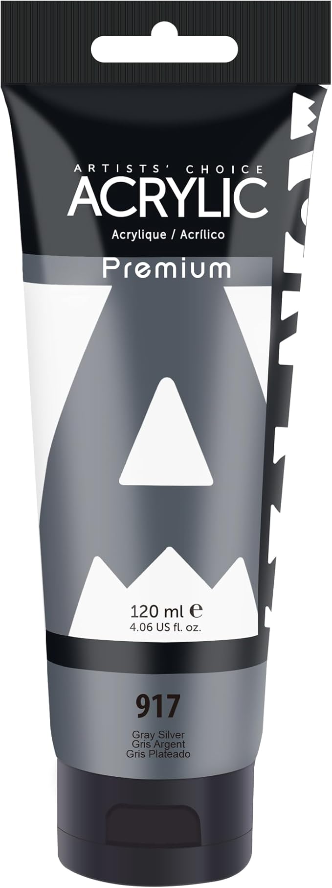 AUREUO Gray Silver Acrylic Paint, 4 Fl Oz / 120ml Single Tube, Rich Pigment Art Craft Paints for Canvas, Rocks, Wood, Ceramic, Fabric - Art Supplies for Beginners, Professionals, Artists