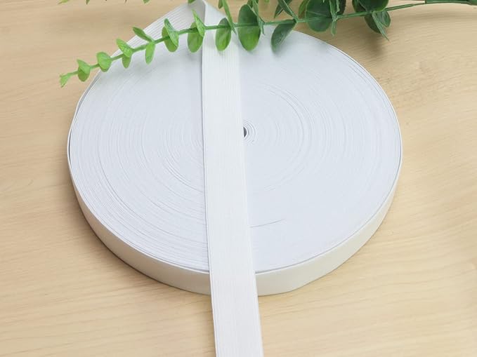 White Knit Elastic Band for Sewing 1inch 40 Yards -25mm Flat Heavy Stretchy Elastic Straps Elastic Band Spool for DIY Craft-Bedspread-Clothing-Pants Waistband-Wigs-Skirts- DIY Projects