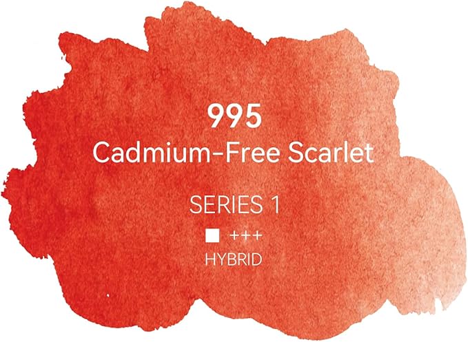 PHOENIX Professional Watercolor Paint - Single Watercolor Half Pan - Cadmium-Free Scarlet 995