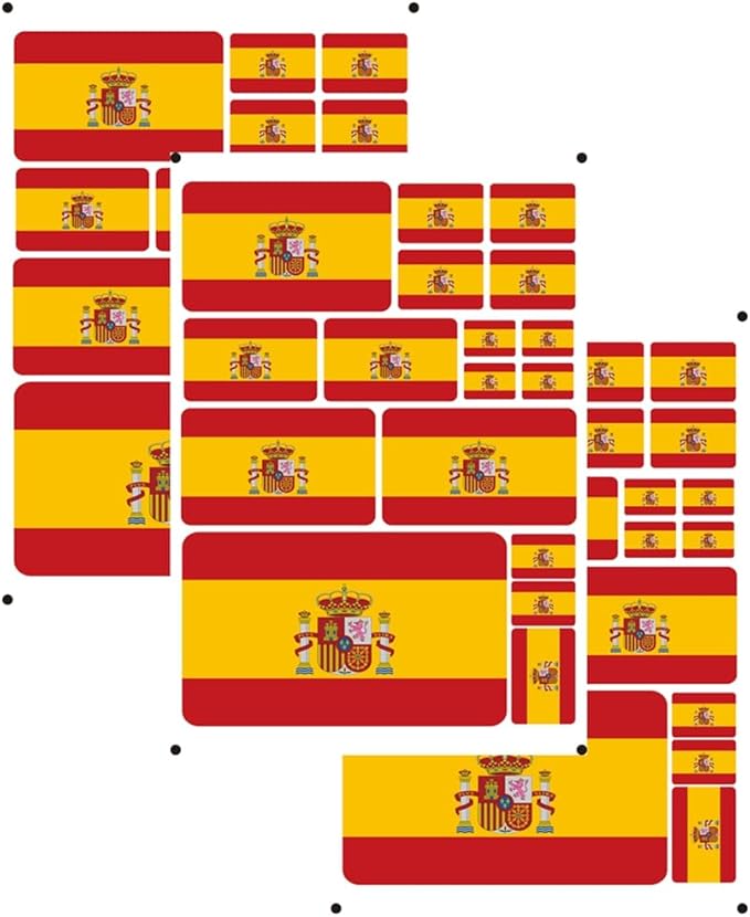 vmcoatdu Spain Spanish Flag Laser Printing Sticker 3 Pcs Decal in Multiple Sizes Stickers (Red Spain Spanish)