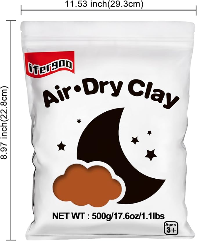 Ifergoo Brown Modeling Clay- Moldable Cosplay, Air Dry, Squishy Molding Clay for Adult Arts & Craft Project, Fake Bake, Slime Supplies, 1.1LBS/500G