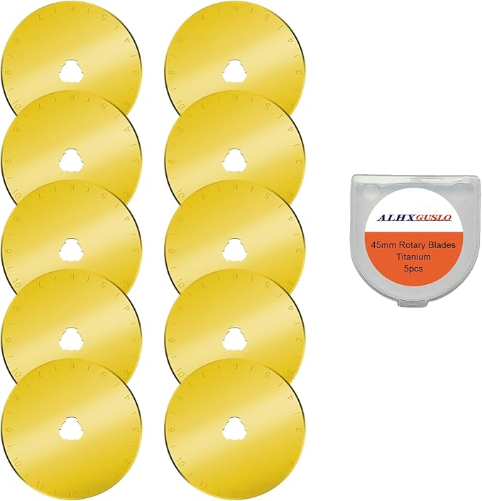 45mm Rotary Cutter Blades 10-Pack Replacement Blades Fits Fiskars, OLFA for Quilting Scrapbooking Sewing Arts & Crafts Sharp and Durable Cutter Blade