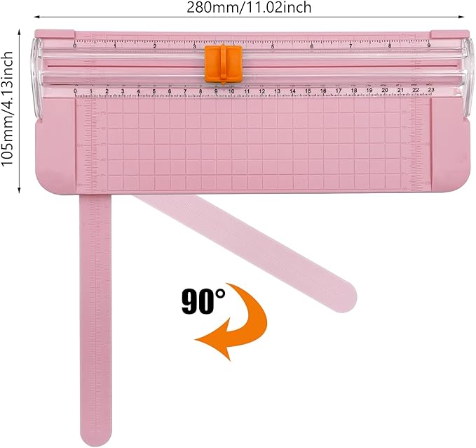 Paper Cutter, A4 Paper Trimmer with Security Safeguard & Side Ruler Portable Straight Edge Cutter for Scrapbooking Craft Paper, Photos, Label, Cardstock (Pink)