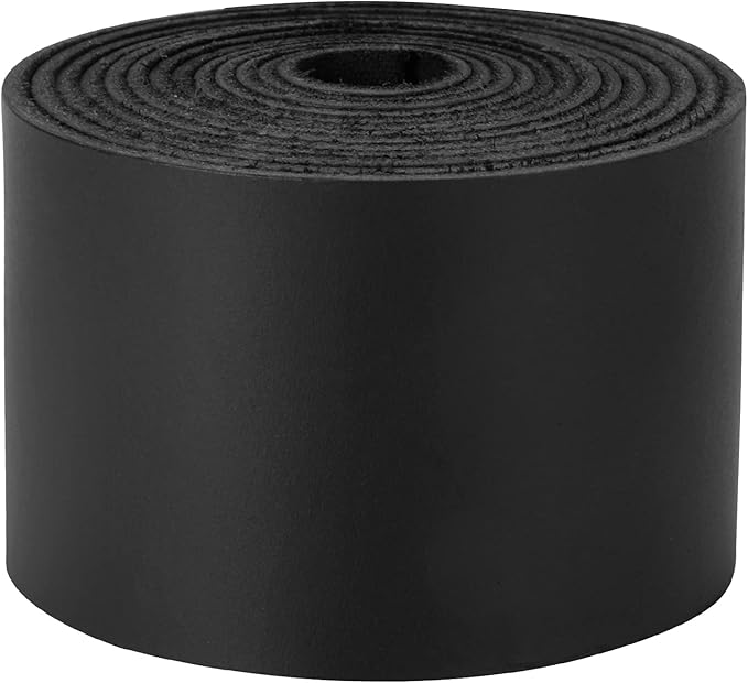 Ringsun 2 Inches Wide Black Flat Leather Straps for Crafts, Full Grain Leather Strips Cord String for Crafts, Tooling (2mm Thick 72.5 Inches Long)