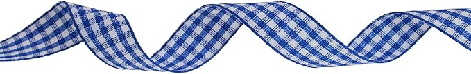 Gingham Ribbon 50 Yard Each Roll 100% Polyester Woven Edge (5/8" x 50 Yards, Royal Blue)