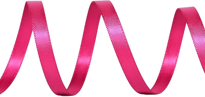 YAMA Hot Pink Double Faced Satin Ribbon 1/4 Inch 25 Yards Hot Pink Ribbon for Gift Wrapping Crafts Bows Wedding Party Decoration